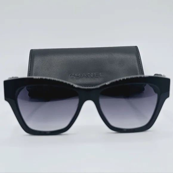 CHANEL SUNGLASSES CAT EYE BLACK CH5456 - Picture 9 of 16